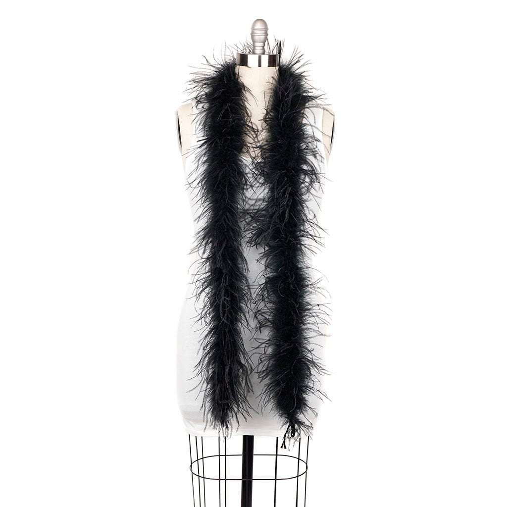 One Ply Ostrich Feather Boa - Black