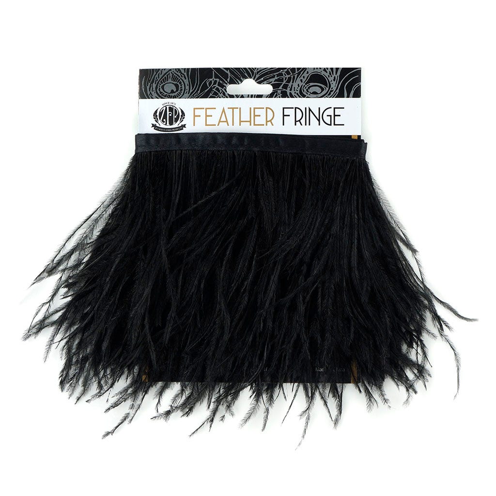 One-Ply Ostrich Feather Fringe - 1 Yard - Black