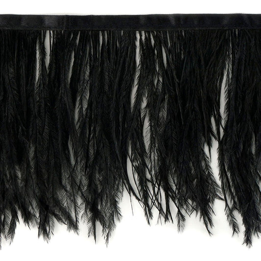 One-Ply Ostrich Feather Fringe - 1 Yard - Black