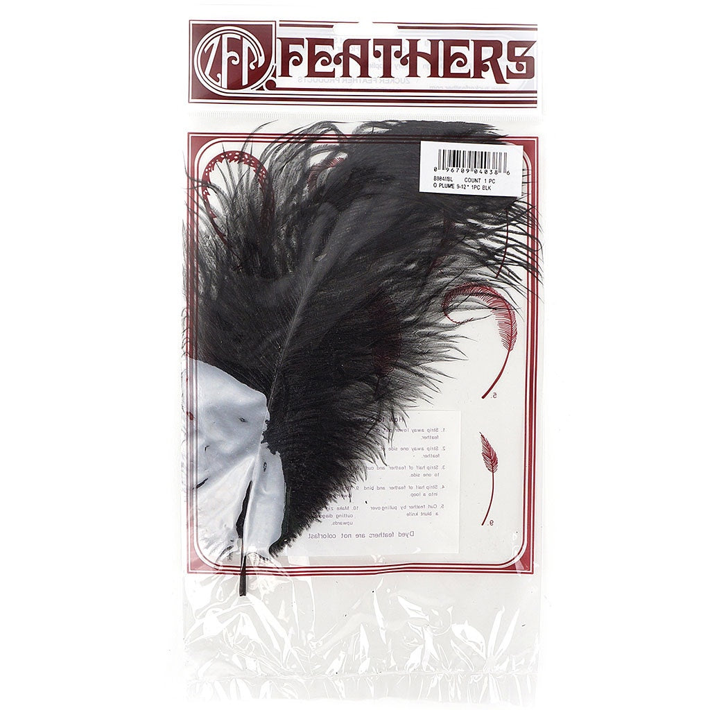 Ostrich Feathers 9-12" Drabs -  Black