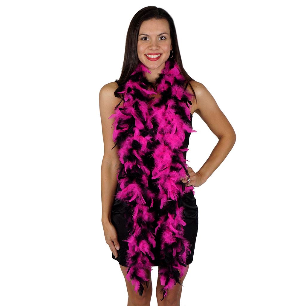 Chandelle Feather Boa - Lightweight - Black/Shocking Pink