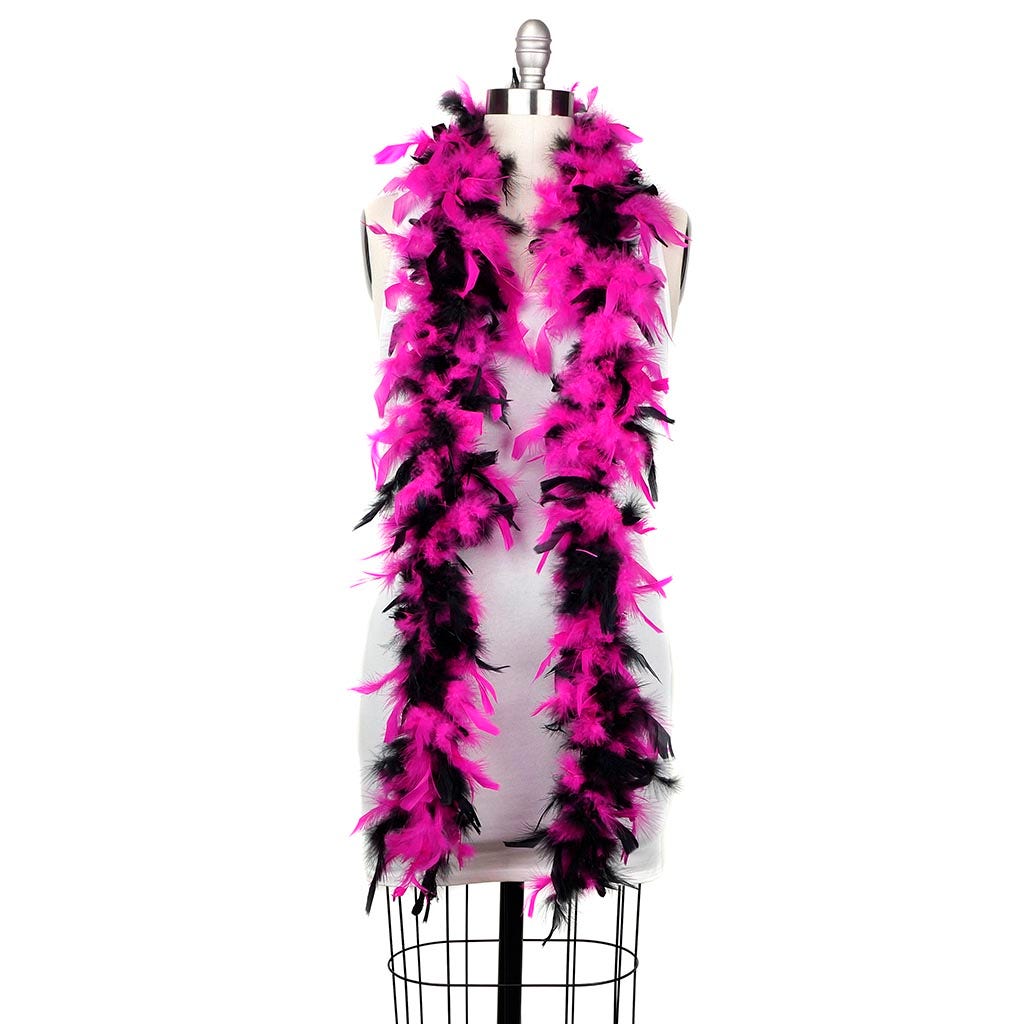 Chandelle Feather Boa - Lightweight - Black/Shocking Pink