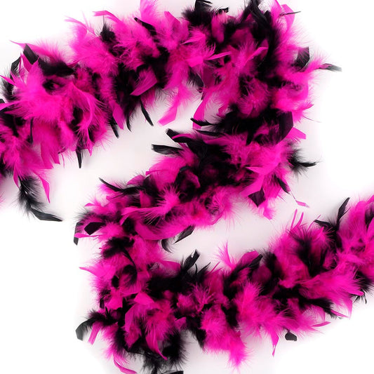 Chandelle Feather Boa - Lightweight - Black/Shocking Pink