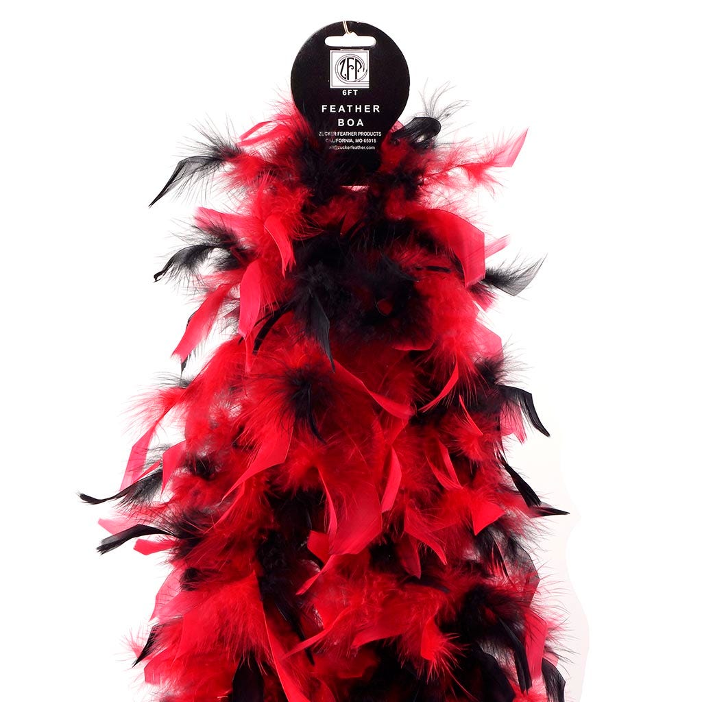 Chandelle Feather Boa - Lightweight - Red/Black