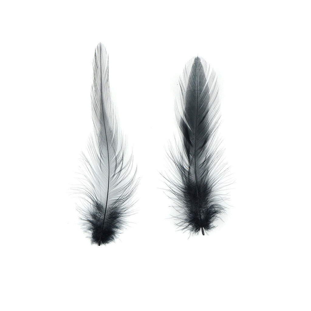 Loose Rooster Hackle Feathers Dyed 1-3"- Black