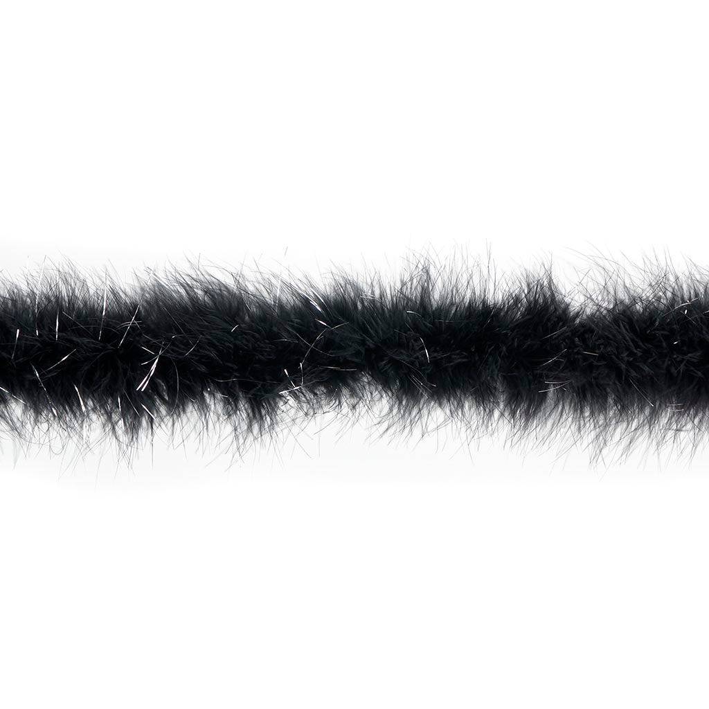 Full Marabou Feather Boa with Lurex - Black/Silver Lurex