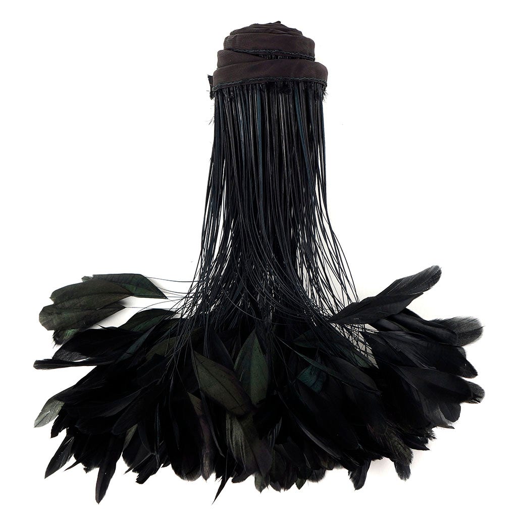 Stripped Iridescent Coque Fringe - Black/Iridescent