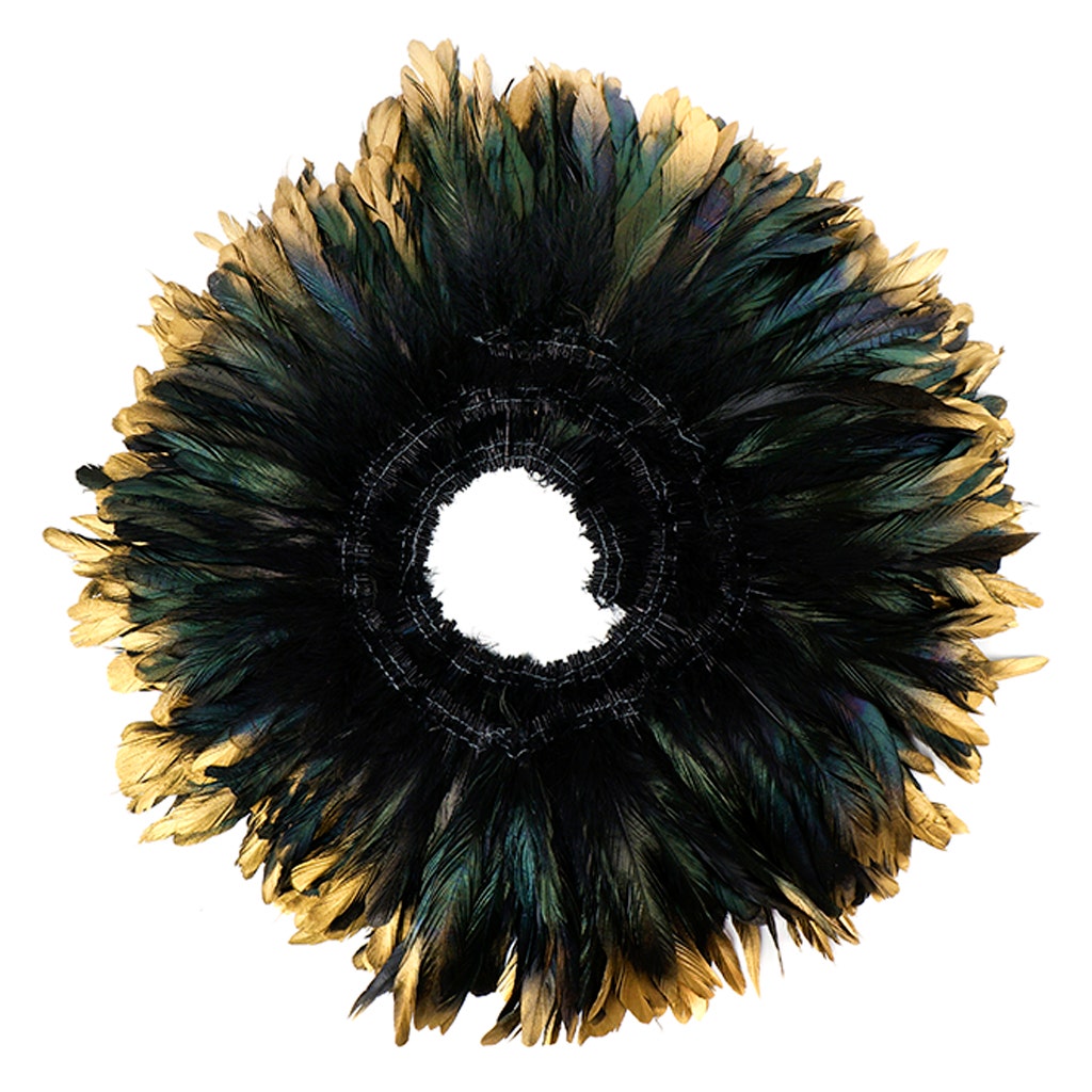 Rooster Coque Tails Feathers Black Iridescent Tipped Gold 5-8" [1/4 LB Bulk]