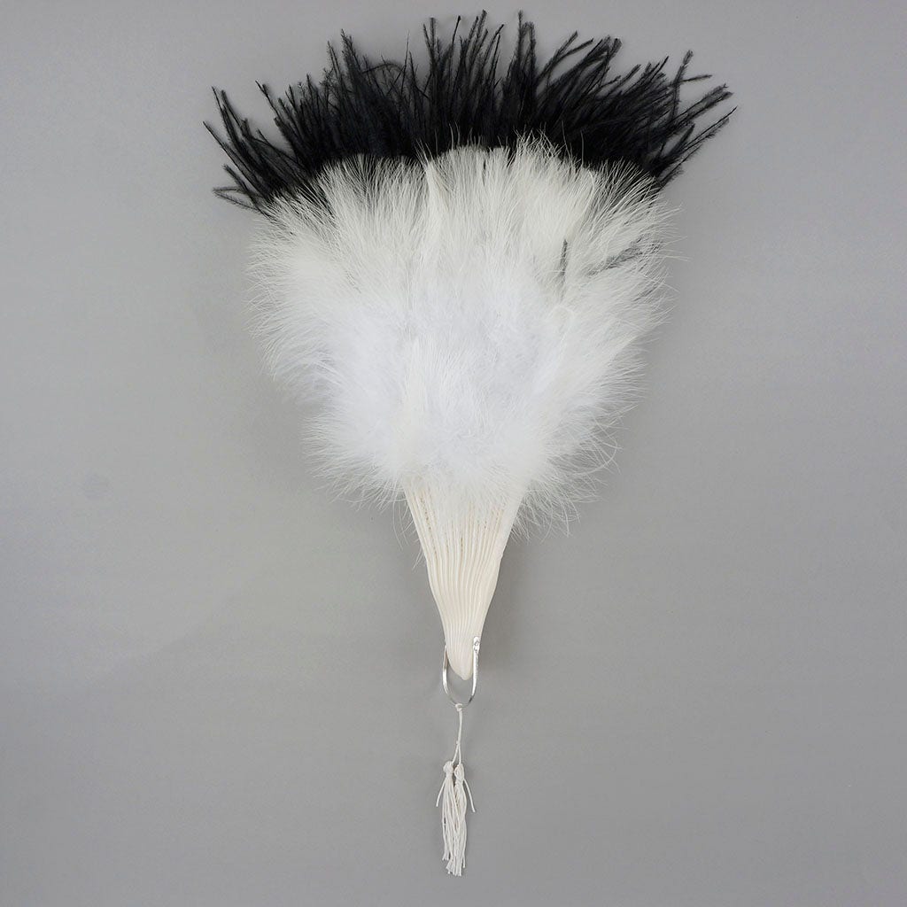Marabou- Ostrich Feather Fan - White/Black