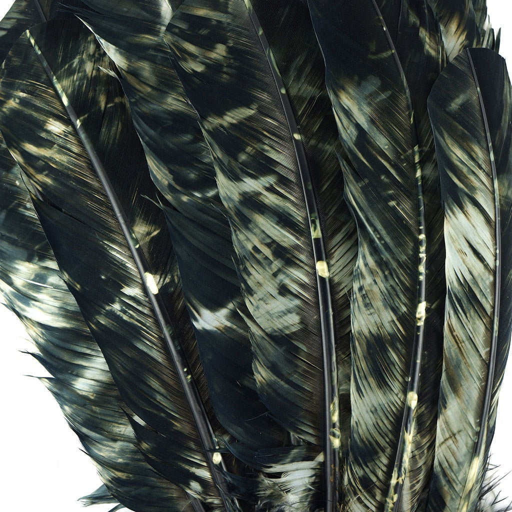 Turkey Quill Left Wing - Tie Dye - Black & White