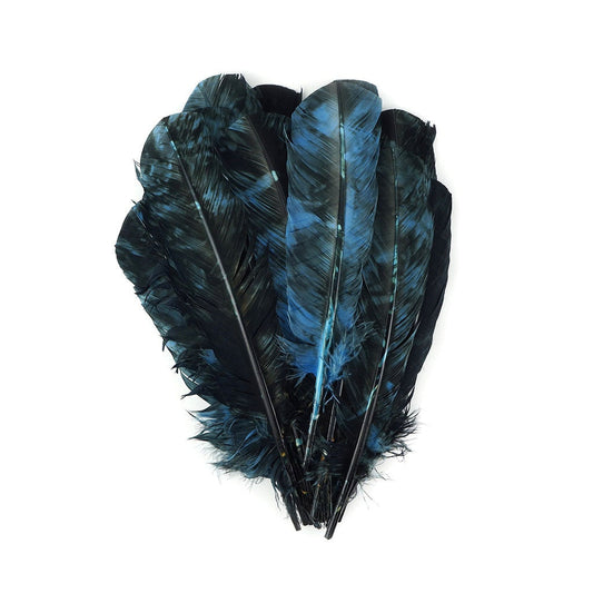 Turkey Quill Left Wing - Tie Dye - Ocean Blue & Black