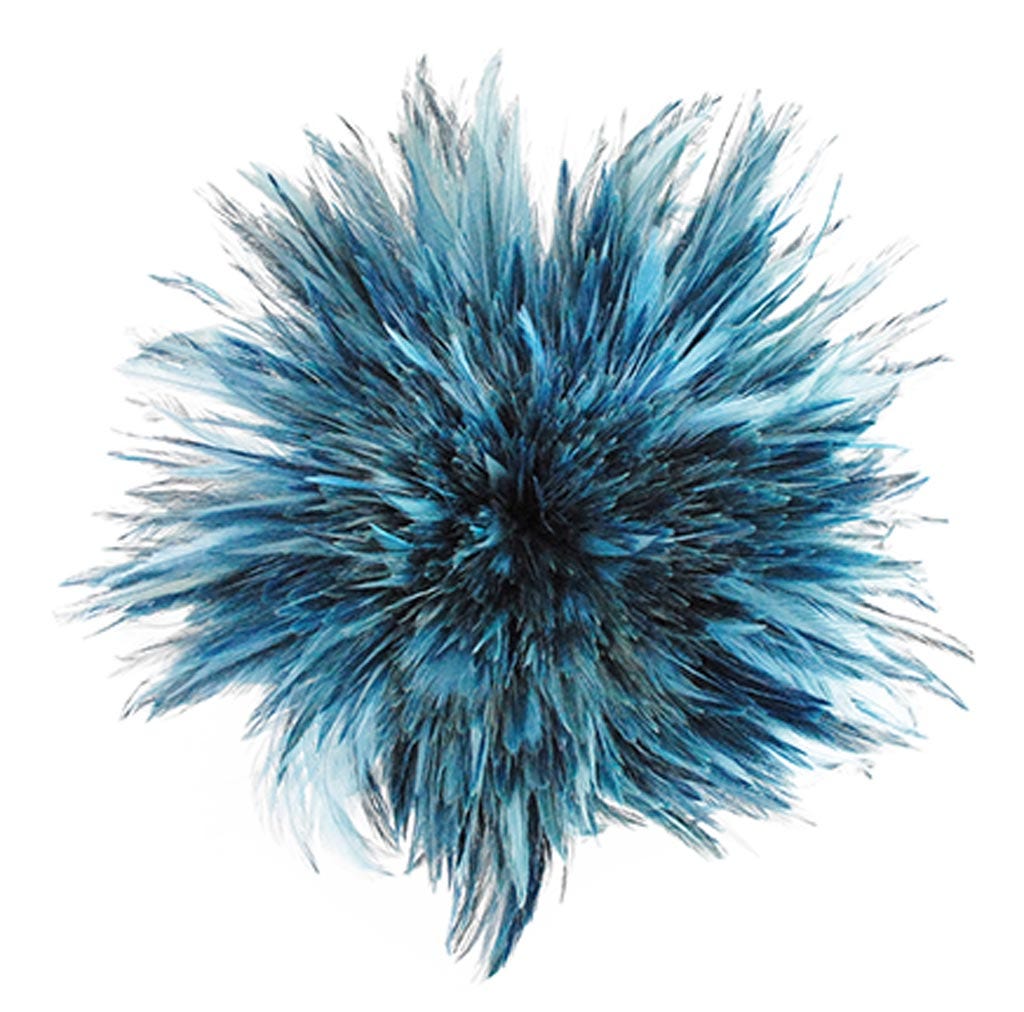 Ocean Blue Rooster Saddle Furnace Feather | 1 Yard Craft Feathers ...