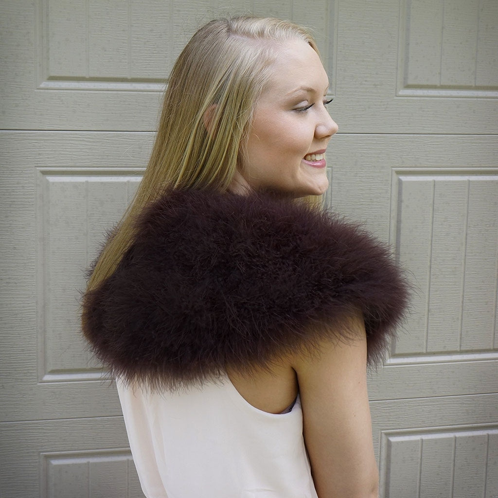 Marabou Feather Shawl w/Ribbon Ties Sable