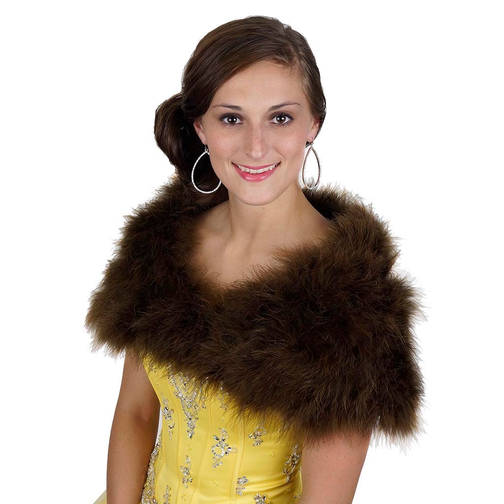 Marabou Feather Shawl w/Hook Walnut