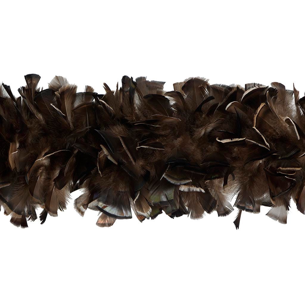Turkey Ruff Feather Boa - Bronze - Natural
