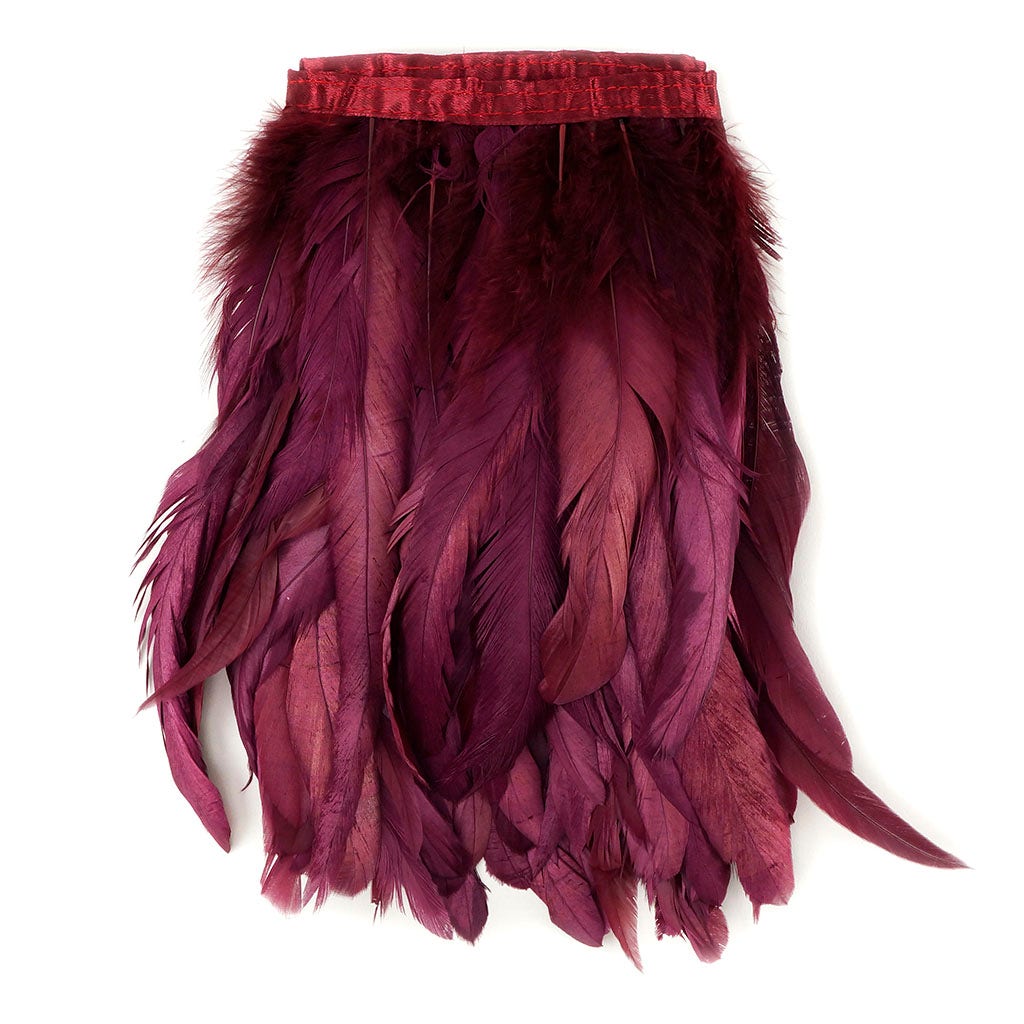 Bronze Iridescent Coque Fringe - 8 -10" - Metallic Burgundy