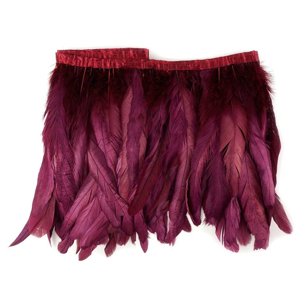 Bronze Iridescent Coque Fringe - 8 -10" - Metallic Burgundy