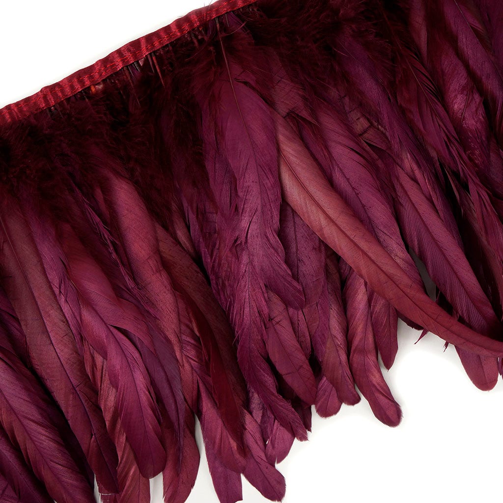 Bronze Iridescent Coque Fringe - 8 -10" - Metallic Burgundy