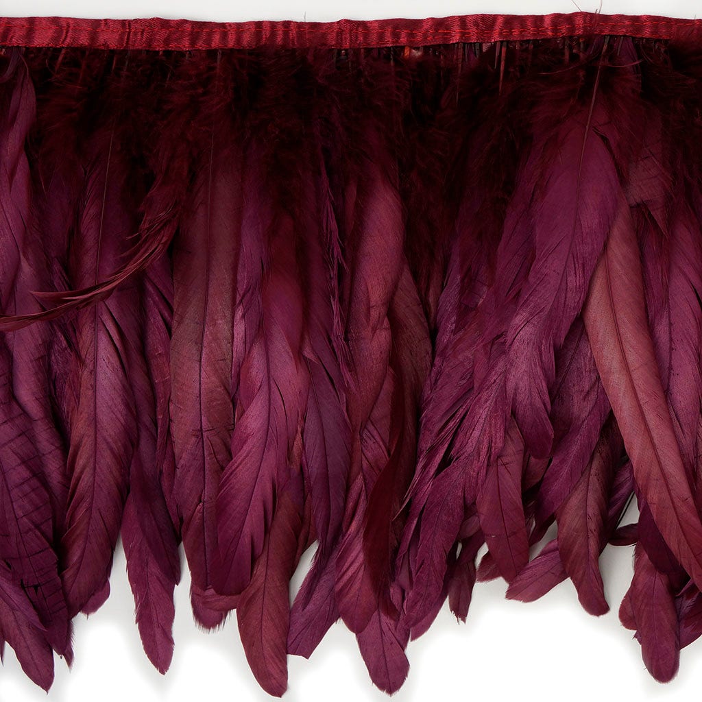 Bronze Iridescent Coque Fringe - 8 -10" - Metallic Burgundy