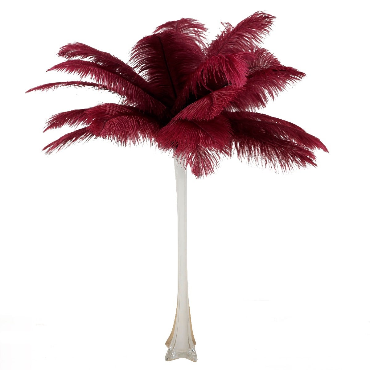 Ostrich Eiffel Tower Centerpiece Burgundy w/White Vase