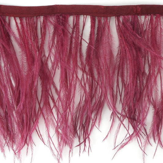 One-Ply Ostrich Feather Fringe - 1 Yard - Burgundy