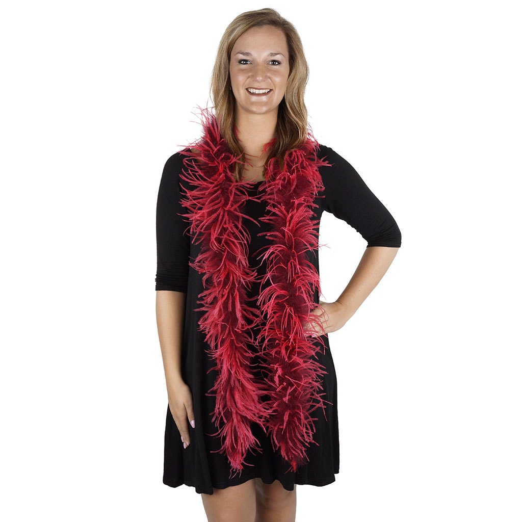 Marabou and Ostrich Feather Boa - Burgundy/Tango Red