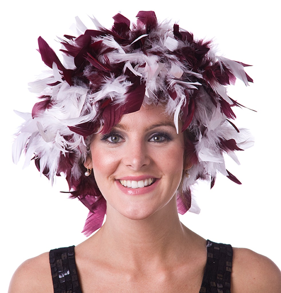 Chandelle Feather Wig-Mixed - Burgundy/White