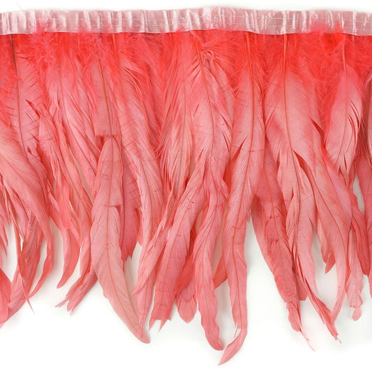 Bleach Dyed Coque Tail Fringe - 10-12" - Coral