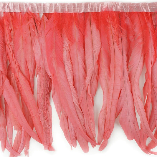 Bleach Dyed Coque Tail Fringe - 12-14" - Coral