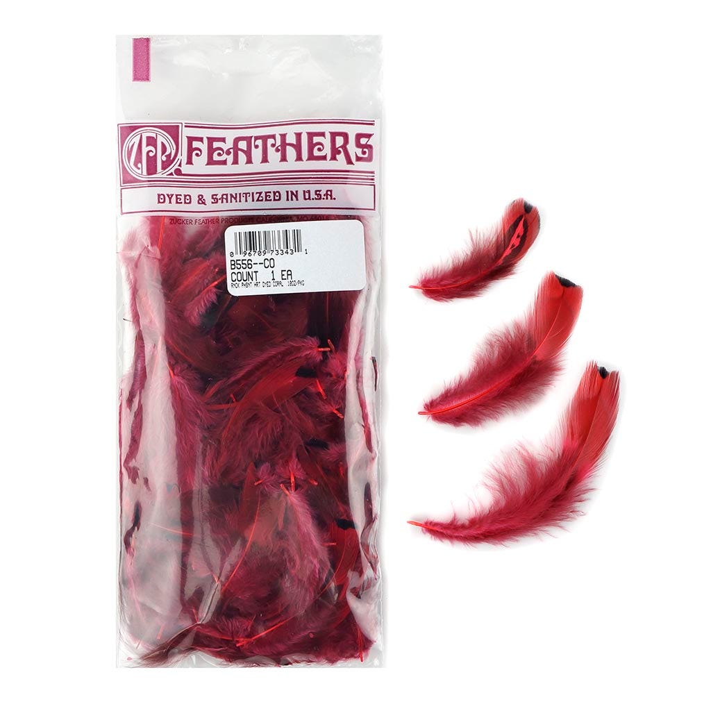 Heart Pheasant Plumage Dyed - Coral