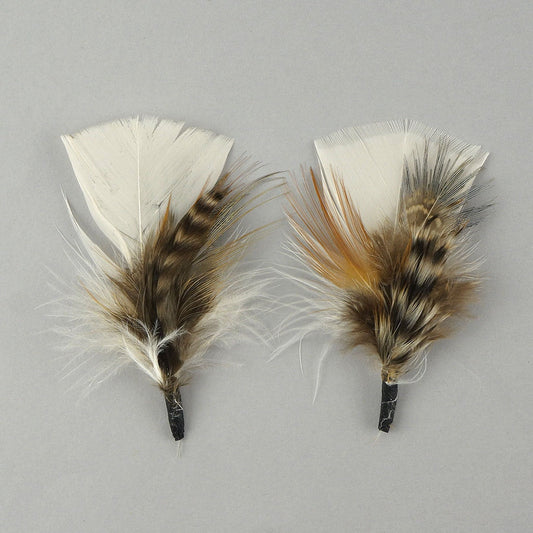 Light Feather Hat Trim With Turkey and Pheasant - Eggshell Natural