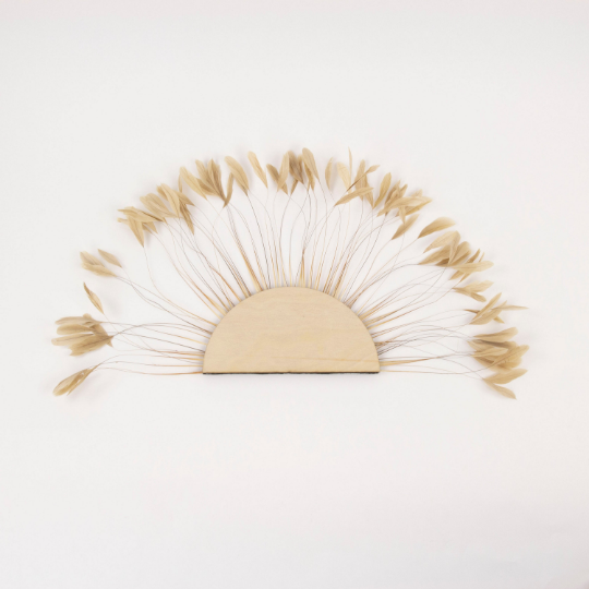 Half Moon Set Beige Feather Wall Art