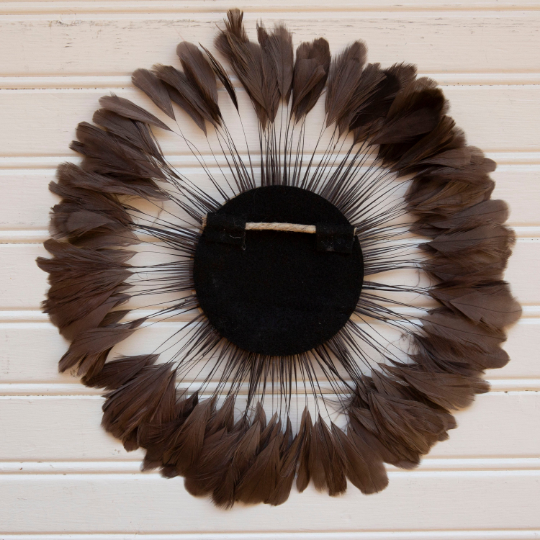 Small Full Moon Brown Feather Wall Art