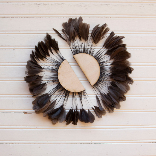 Mini Half Moon Coral Feather Wall Art Set