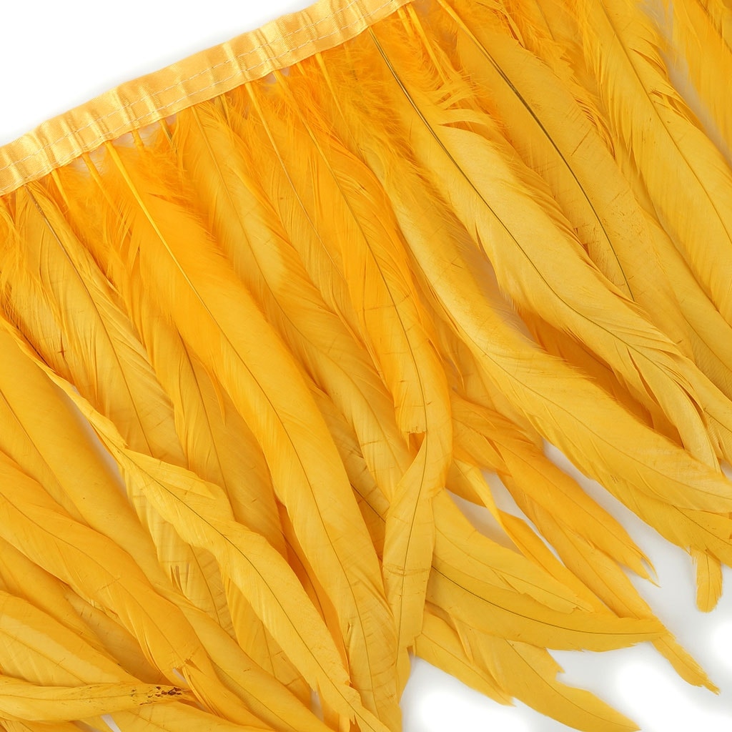 Bleach Dyed Coque Tail Fringe - 12-14" - Gold