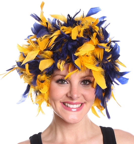 Chandelle Feather Wig-Mixed - Gold/Navy