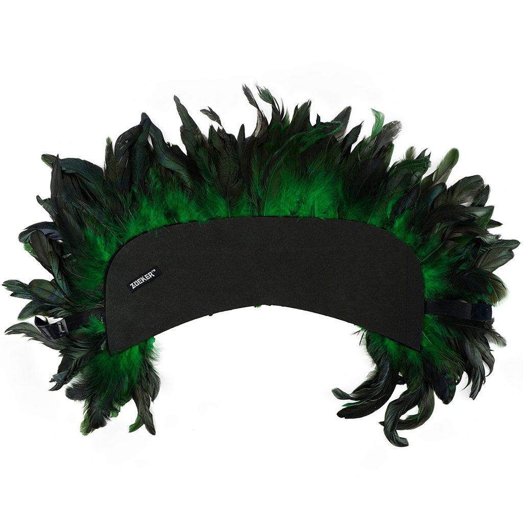 Large Sequined Adjustable Feather Spirit Headdress - Kelly Green