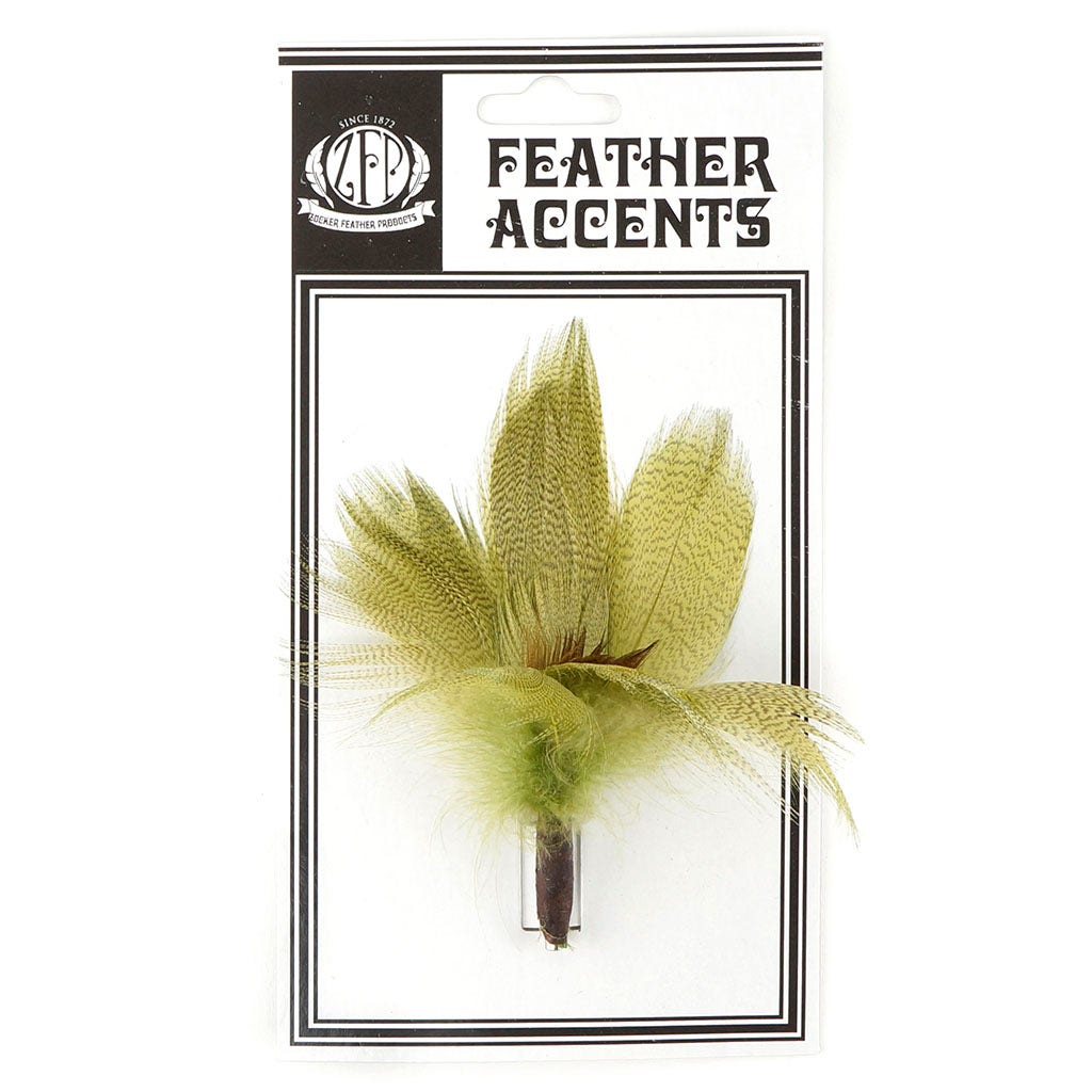 Feather Corsage w/Duck Mallard - Fl Chartreuse