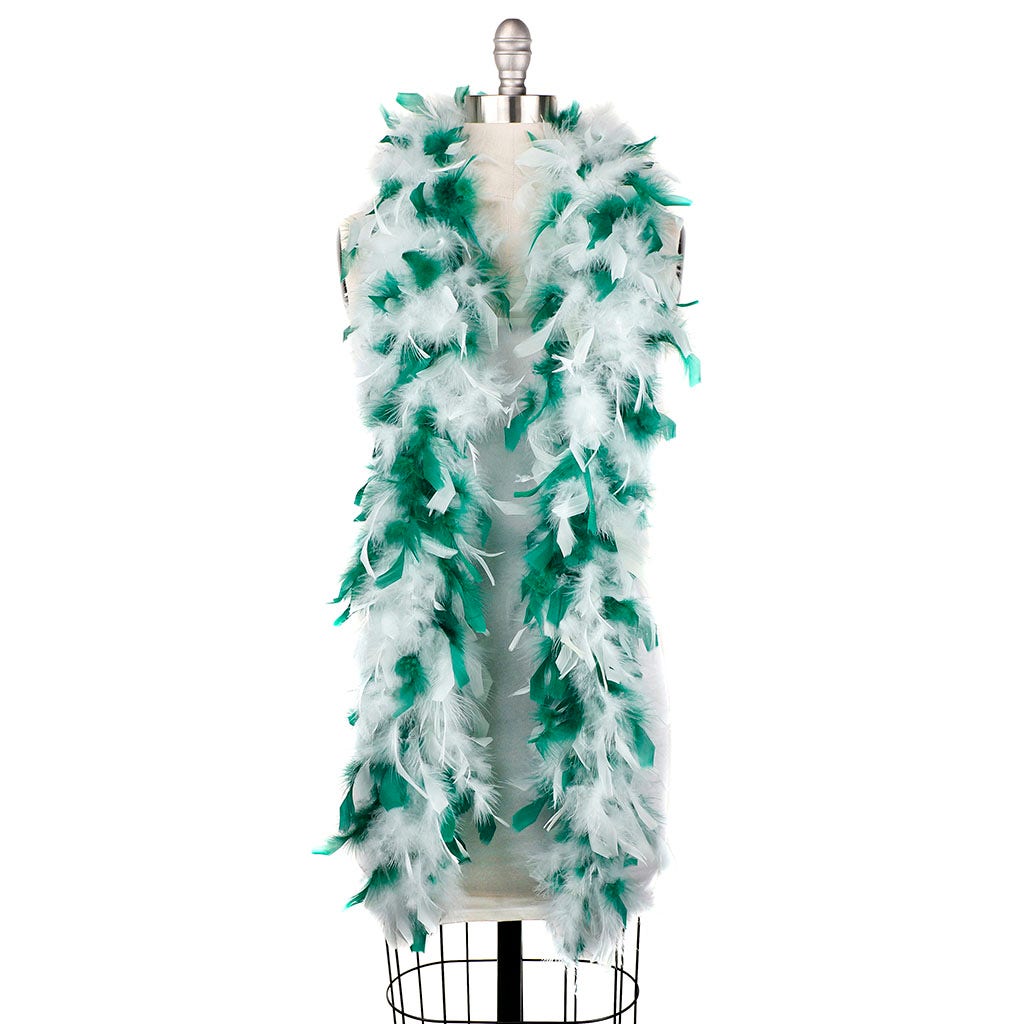 Chandelle Feather Boa - Medium Weight  - Hunter Green/White