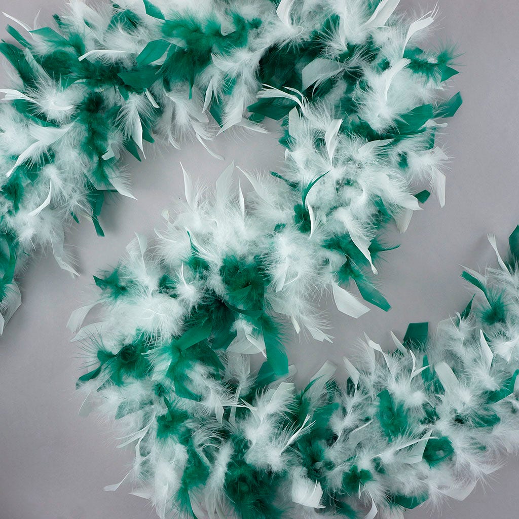 Chandelle Feather Boa - Medium Weight  - Hunter Green/White