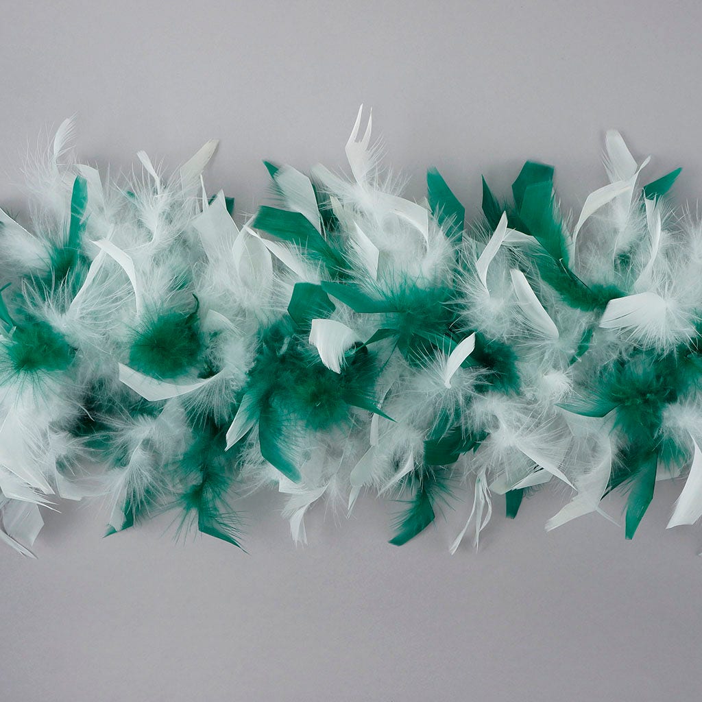 Chandelle Feather Boa - Medium Weight  - Hunter Green/White