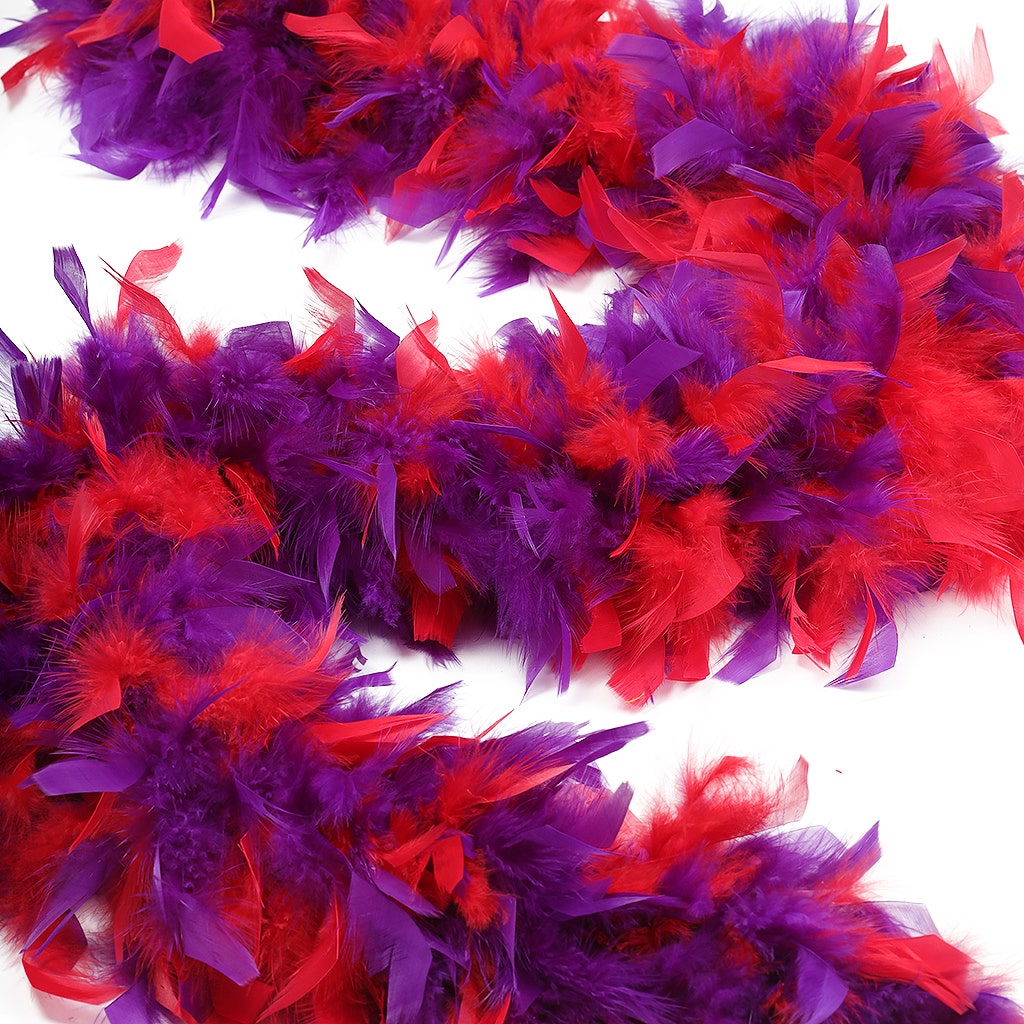 Multicolor Feather Boa - Heavyweight Chandelle - Red/Regal