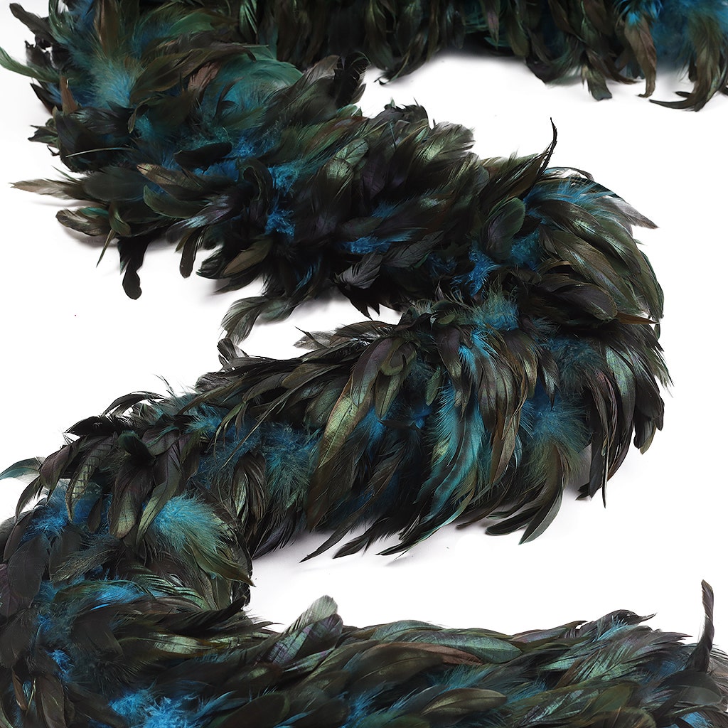 Rooster Schlappen Feather Boa 8-10"- Dark Turquoise