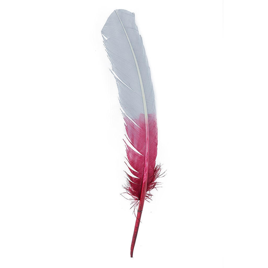 Bulk Two Tone Ombre Tipped Turkey Round Feathers Left Wing - 10-12” - 1/4 lb - Burgundy