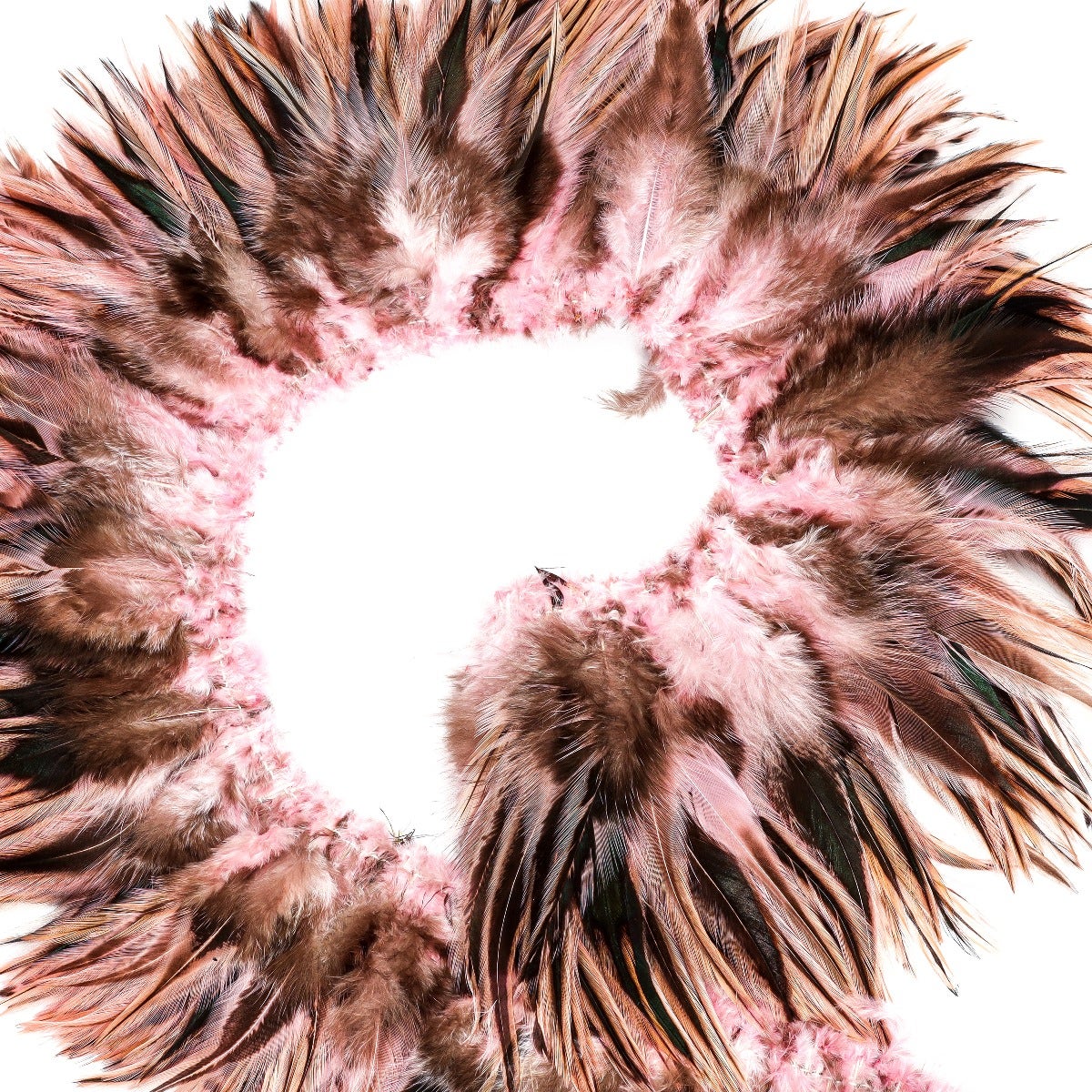 Badger Rooster Saddle Feathers Strung - 1 Yard 4-6" Rooster Feathers - Candy Pink