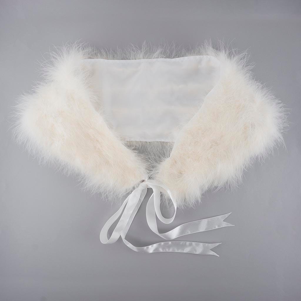 Marabou Feather Shawl w/Ribbon Ties - Ivory