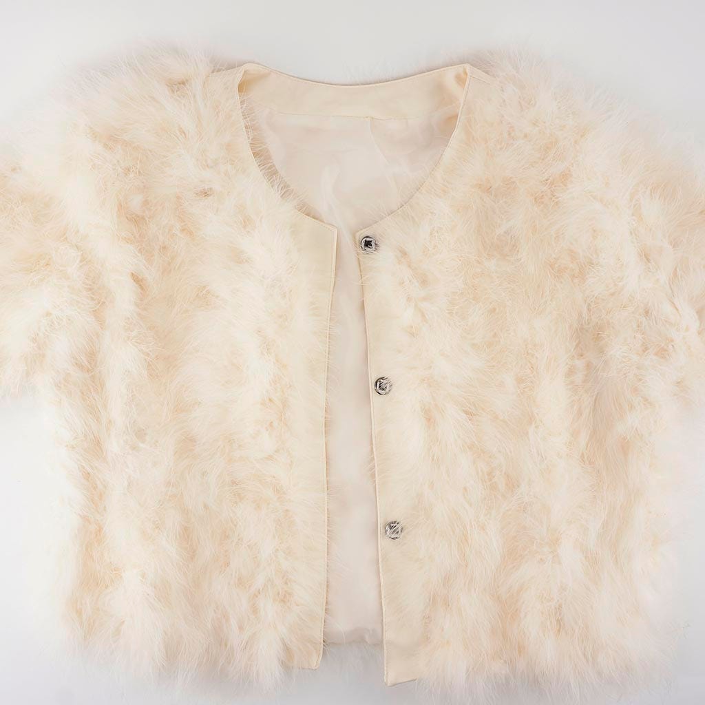 Cropped Marabou Jacket Ivory