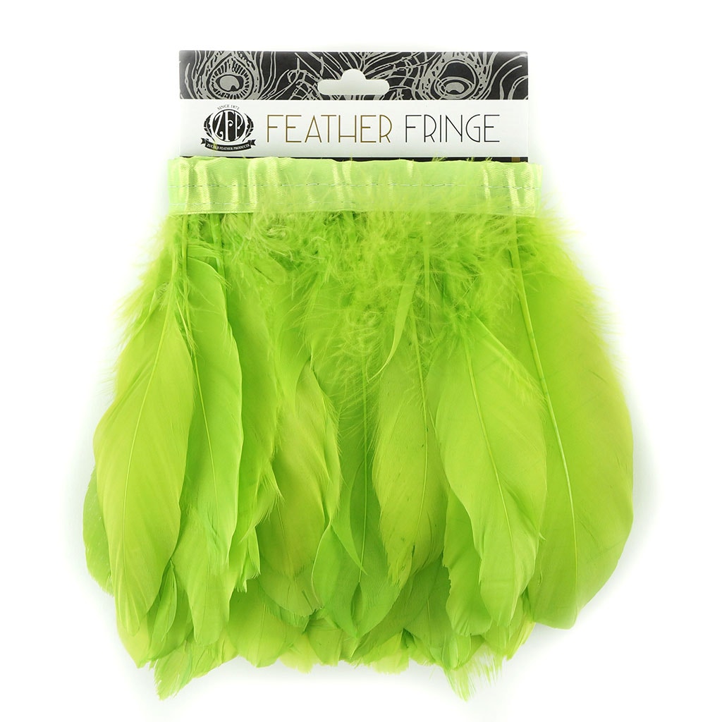 Parried Goose Pallet Feather Fringe - 6" - 1yd Lime