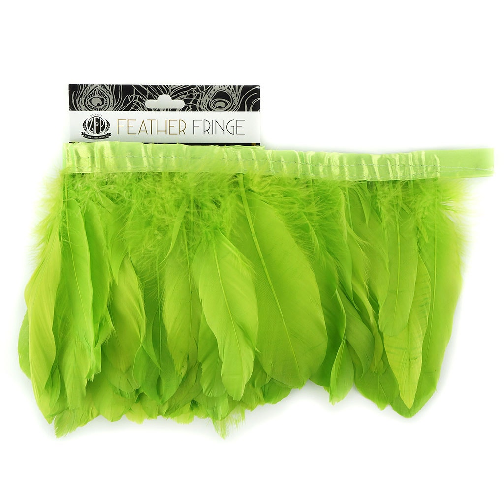 Parried Goose Pallet Feather Fringe - 6" - 1yd Lime