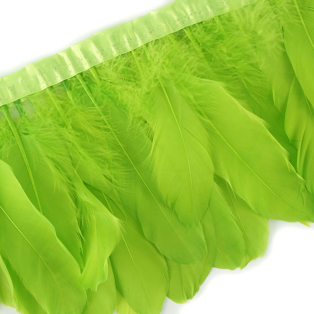 Parried Goose Pallet Feather Fringe - 6" - 1yd Lime